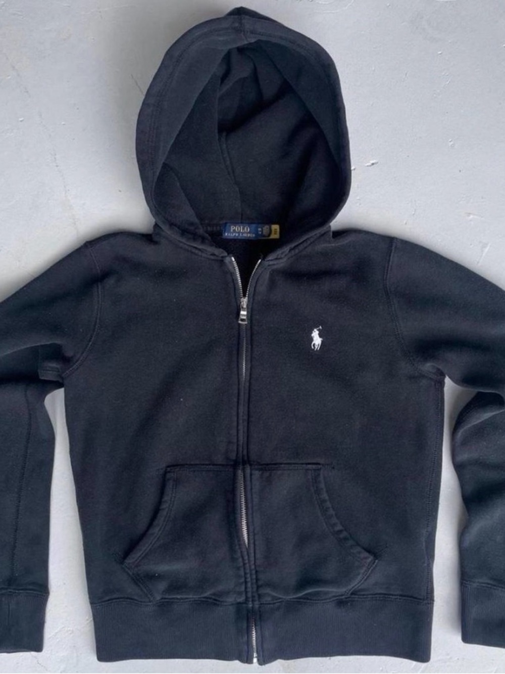 Ralph Lauren Black Zip Hoodie with White Pony